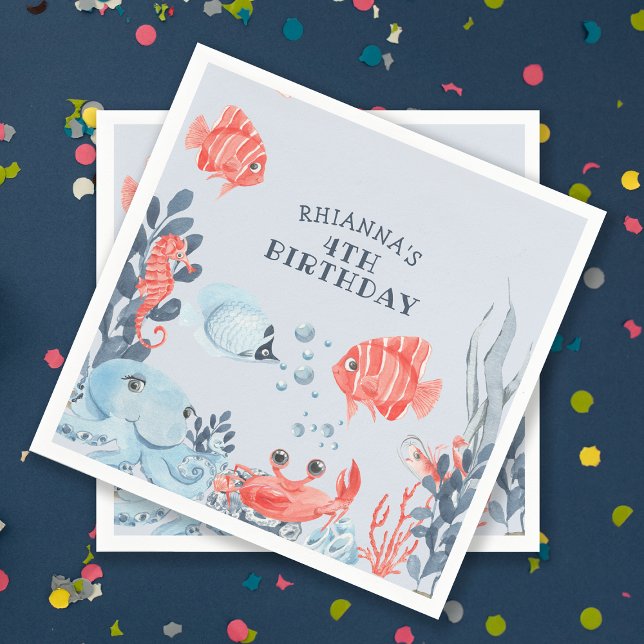 Serviette En Papier Enfants Personnalisés Sous La Mer (Créateur téléchargé)