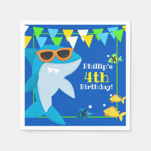 Serviette En Papier Enfants requin bleu Fintastic Anniversaire