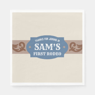 Serviette En Papier Enfants Rodeo Blue/Brown Western Anniversaire Part