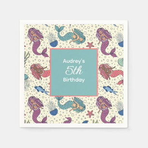 Serviette En Papier Enfants Sirène Anniversaire