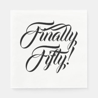 Serviette En Papier Enfin Cinquante Anniversaire Noir Blanc