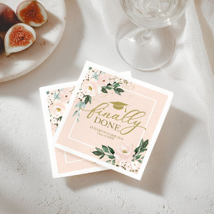 Serviette En Papier Enfin Fini Fleur Rose Saumon Soirée de Remise des
