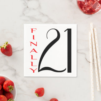 Serviette En Papier Enfin Vingt et un ans 21e anniversaire