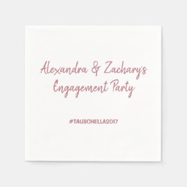 Serviette En Papier Engagement Party Napkins w Hashtag Rose Gold White