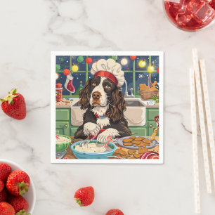 Serviette En Papier English Springer Spaniel Pâtisserie des Fêtes : Fe