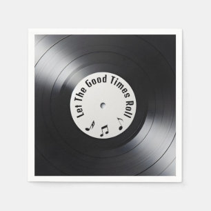 Serviette En Papier Enregistrement noir vinyle retro