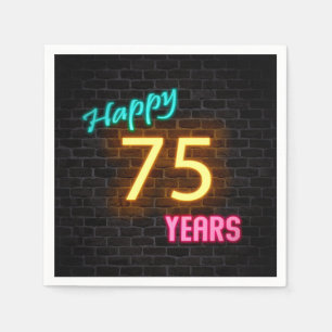 Serviette En Papier enseigne néon lumineuse 75 sur mur de briques