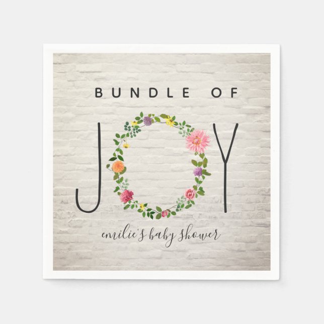 Serviette En Papier Ensemble De Joy Brick Wreath Baby shower Floral (Devant)