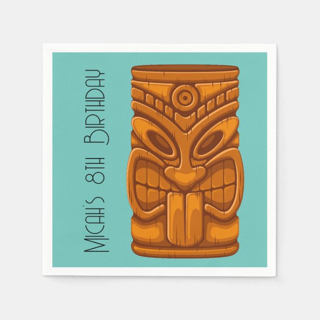 Serviette En Papier Ensemble de trous de corne de masque Tiki (Devant)