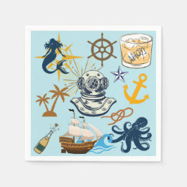 Serviette En Papier Enterrement de vie de garçon nautique