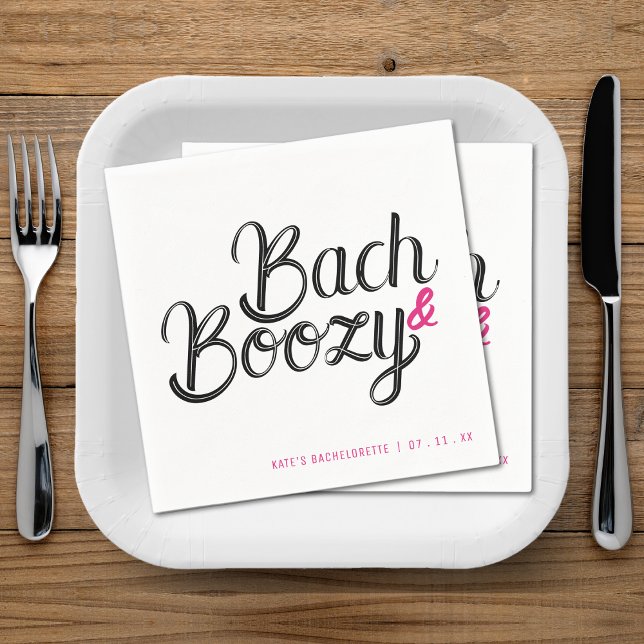 Serviette En Papier Enterrement de vie de jeune fille Bach & Boozy bla (Bach & Boozy White & Pink Bachelorette Party Napkins
)