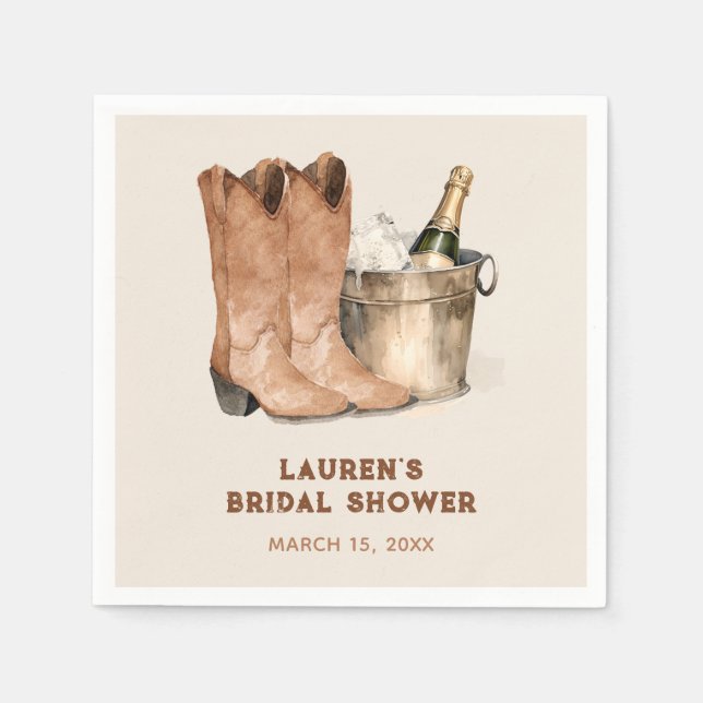 Serviette En Papier Enterrement de vie de jeune fille Boots de cowboy  (Devant)