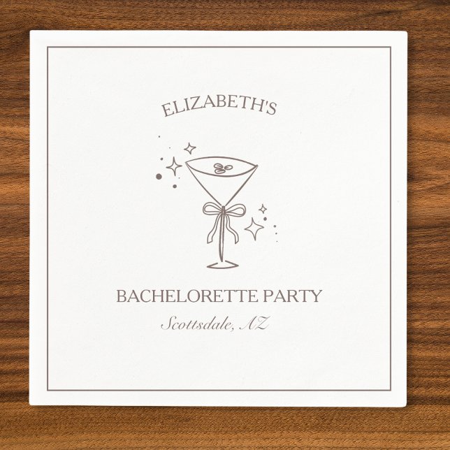 Serviette En Papier Enterrement de vie de jeune fille Espresso Martini (Custom Espresso Martini Bachelorette Napkins for Trendy Chic Parties - Elegant and Personalized)
