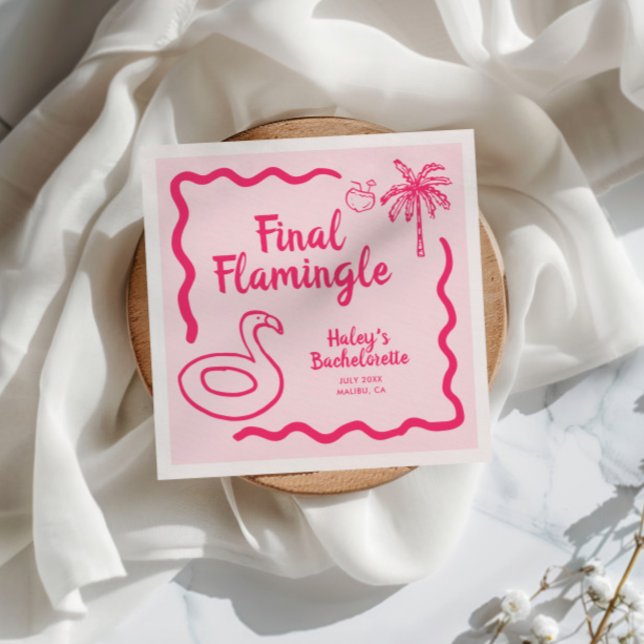 Serviette En Papier Enterrement de vie de jeune fille Flamingle final  (Créateur téléchargé)