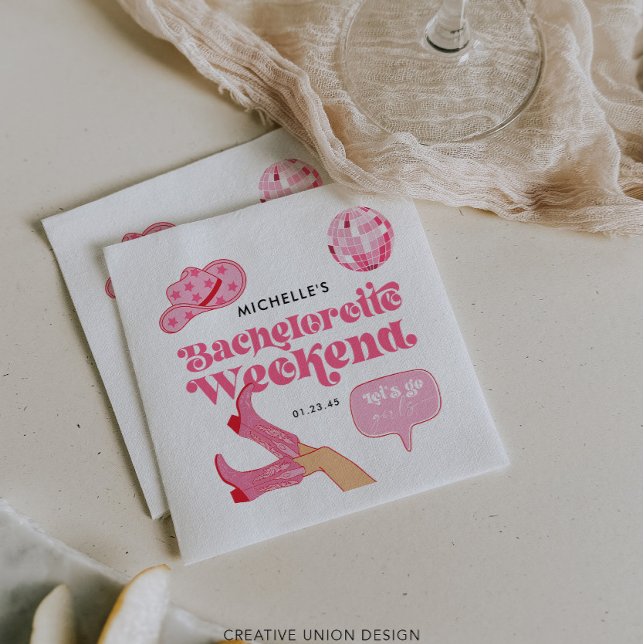 Serviette En Papier Enterrement de vie de jeune fille Last Disco Rodeo (Créateur téléchargé)