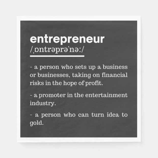 Serviette En Papier Entrepreneur Définition Amusant Propriétaire d'ent (Devant)