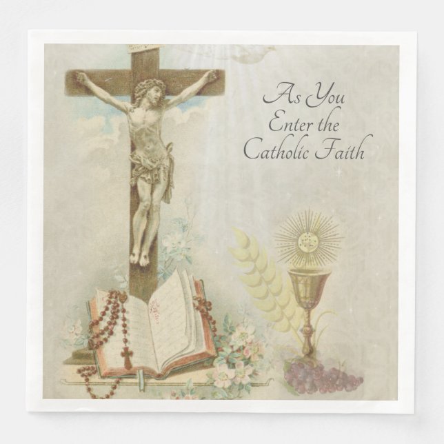 Serviette En Papier Entrez la foi catholique traditionnelle religieuse (Devant)