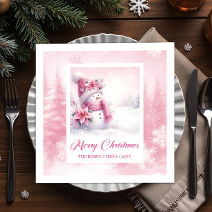 Serviette En Papier Envoûtante Scène Hivernale de Pinkmas Bonhomme de