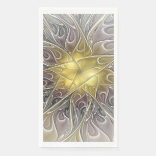 Serviette En Papier Épanouissement avec fleur fractale abstraite moder