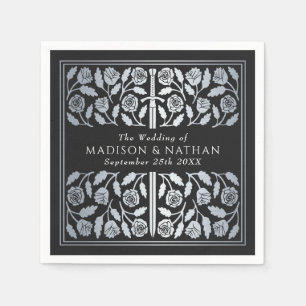 Serviette En Papier Épée de mariage médiévale argentée royale noire