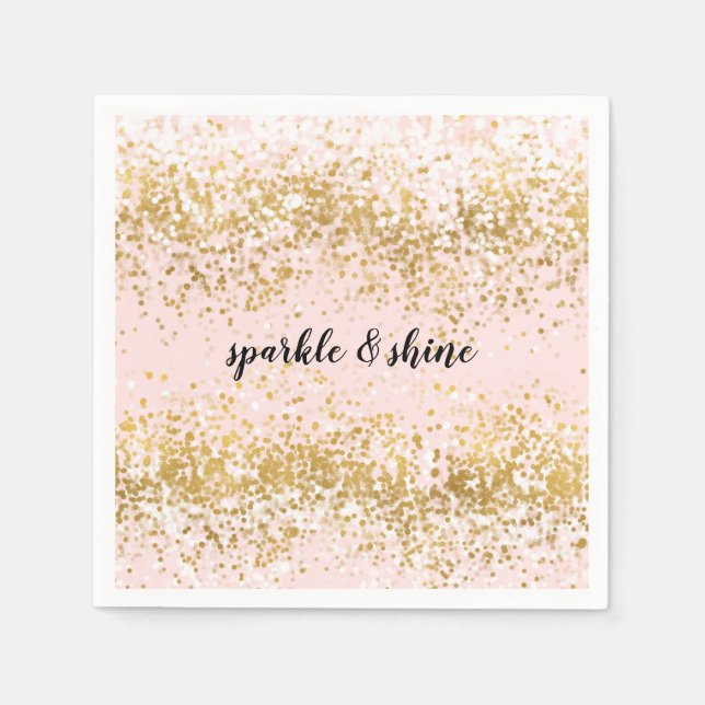 Serviette En Papier Épersion de Confetti en or blanc rose (Devant)