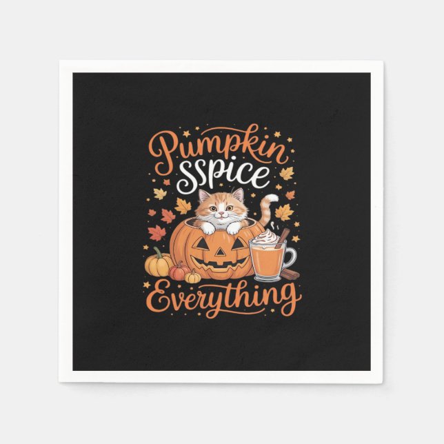 Serviette En Papier Épice citrouille Tout Amoureux des chats Mignonne  (Devant)