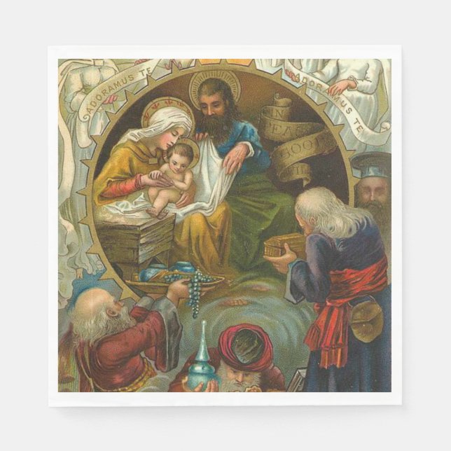 Serviette En Papier Epiphanie religieuse Jésus-Marie Joseph Noël (Devant)