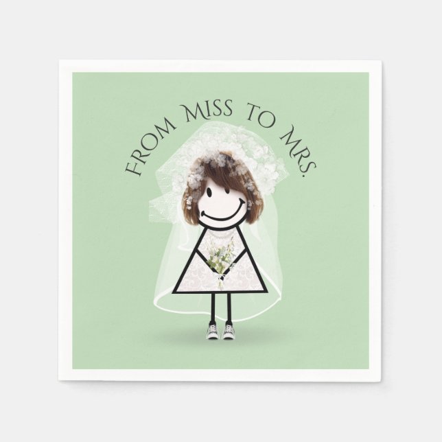 Serviette En Papier Épouse fille en Basket avec Daisy Bouquet (Devant)