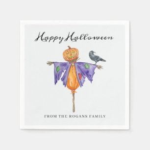 Serviette En Papier Épouvantail d'Halloween avec Citrouille