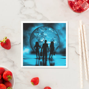 Serviette En Papier Équipe d'entreprise Silhouette Futuriste