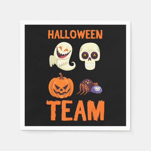 Serviette En Papier Équipe d'Halloween Squelette Citrouille Ghost Spid (Devant)