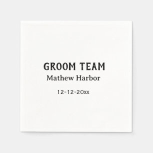 Serviette En Papier Équipe du marié nom du garçon d'honneur date enter