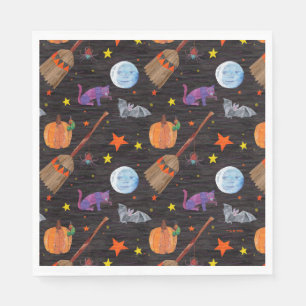 Serviette En Papier Eric Carle Caterpillar Black Halloween Motif