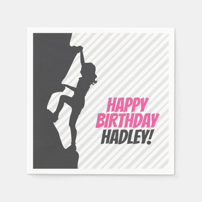 Serviette En Papier Escalade rose Rock Anniversaire | Personnalisation (Devant)