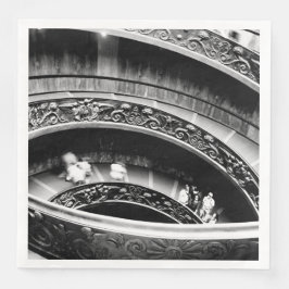Serviette En Papier Escalier spiral noir et blanc