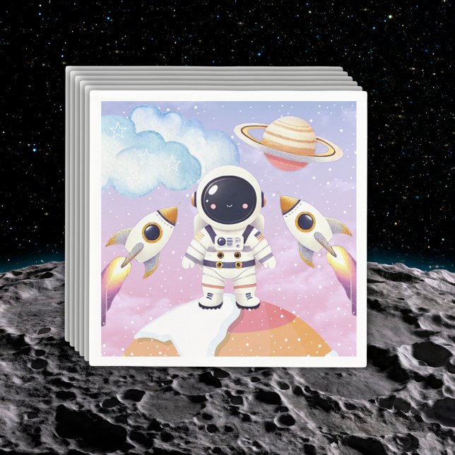 Serviette En Papier Espace aquarelle Baby shower Little Explorer (Créateur téléchargé)