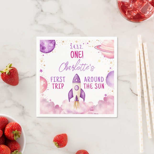 Serviette En Papier Espace extra-atmosphérique Purple Premier annivers (En situation)
