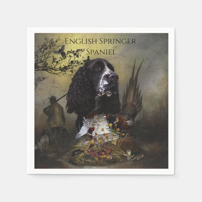 Serviette En Papier Espagnol Springer anglais avec faisan (Devant)