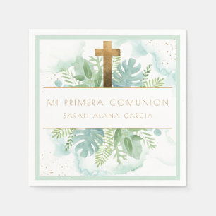 Serviette En Papier Espagnol, Vert Garçon / Fille Première Communion V