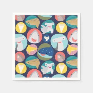 Serviette En Papier Espèces de requins mignons