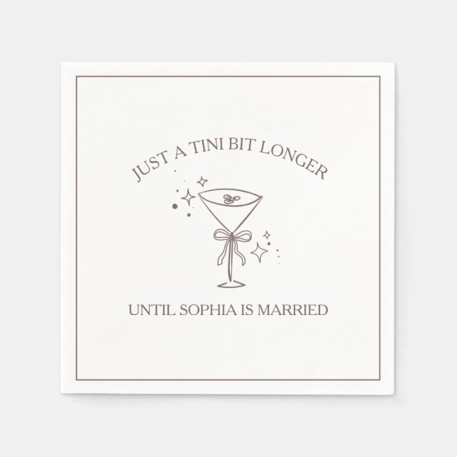 Serviette En Papier Espresso Martini Bachelorette "Tini Bit Longer" (Devant)