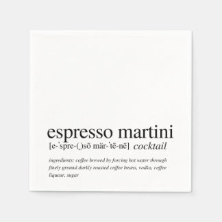 Serviette En Papier Espresso Martini Citation Moderne Typographie Noir