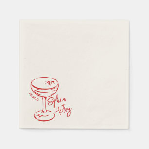 Serviette En Papier Espresso Martini Dessiné À La Main, Bar Mariage Co