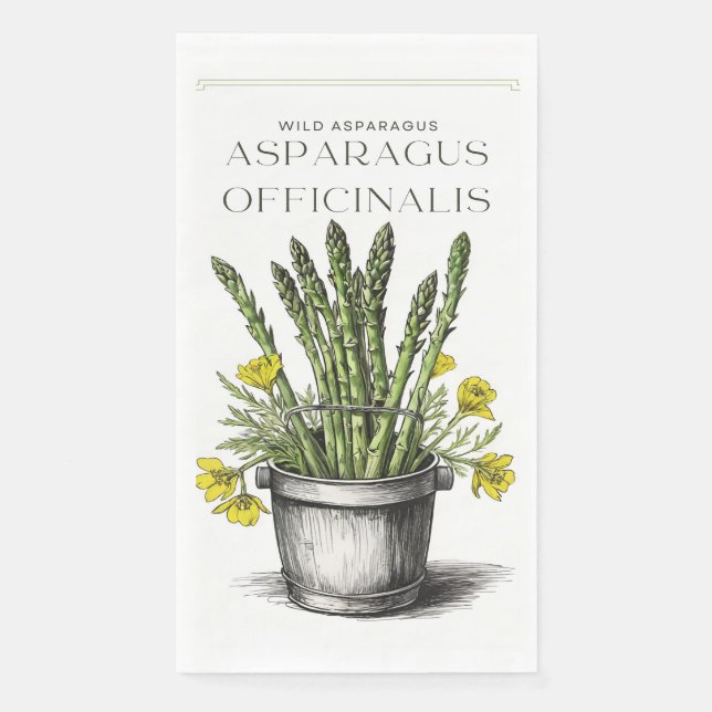 Serviette En Papier Esquisse d'Asperges sauvages : inspirée de la natu (Devant)