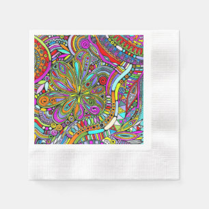 Serviette En Papier Esquisse Imaginaire Art - Fleurs Abstraites 1