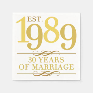 Serviette En Papier Est. 30e anniversaire du Mariage 1989