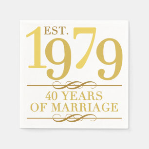 Serviette En Papier Est. 40e anniversaire du Mariage 1979