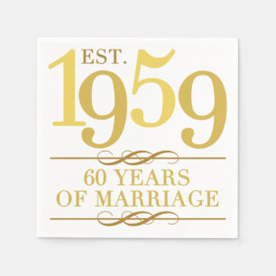 Serviette En Papier Est. 60e anniversaire du Mariage 1959