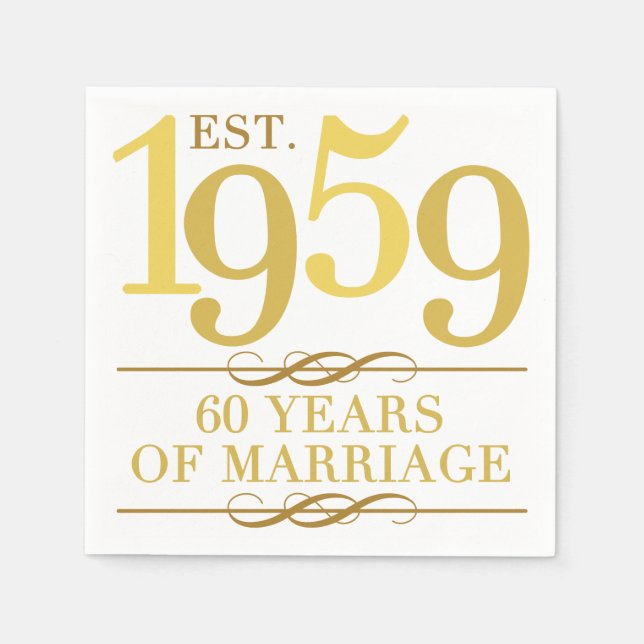 Serviette En Papier Est. 60e anniversaire du Mariage 1959 (Devant)