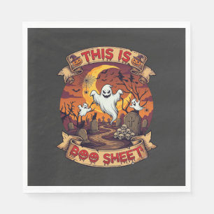 Serviette En Papier Est Boo Sheet Halloween Fantôme Cimetière Citrouil